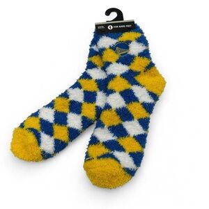 NWT One Size Fits Most Golden State Warriors Fuzzy Socks Blue Gold
